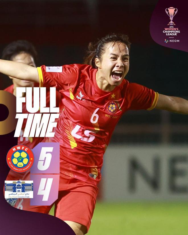 女足亞冠八強賽：胡志明隊下半場連入五球，5-4大逆轉(zhuǎn)勝阿布扎比。